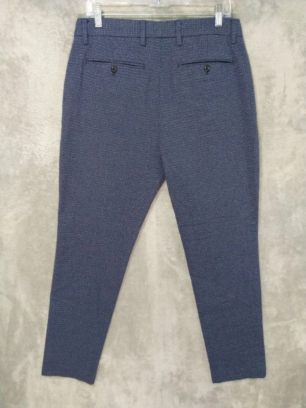 Banana Republic Pants Mens 32x32 Blue Plaid Slim Tapered Fit Textured Flat Front